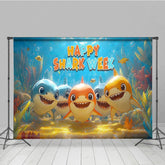 Aperturee - Aperturee Cartoon Undersea World Happy Shark Week Backdrop